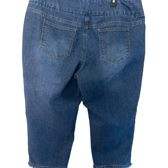 Soft Surroundings Crop Pull On Midnight Metro Crop Denim Pants Jeans Size:PL - Picture 3 of 14